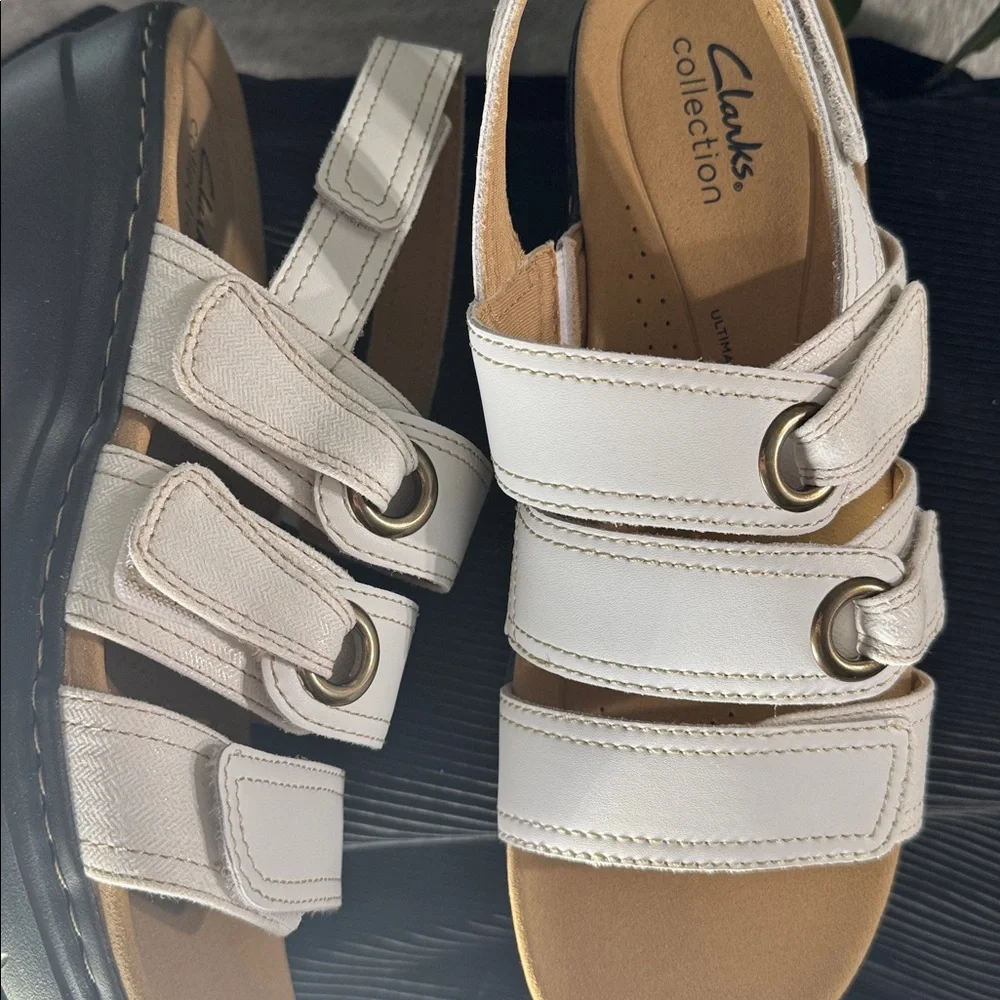 Clarks Collection Merliah 2 Bali White Faux Leather Sandal - Women's 8M / EU 39 - Picture 9 of 12